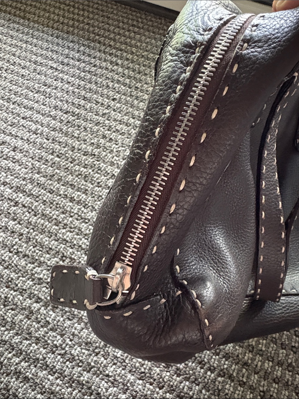 Fendi Dark Brown Brown Leather Top-Handle Purse - Picture 5 of 12